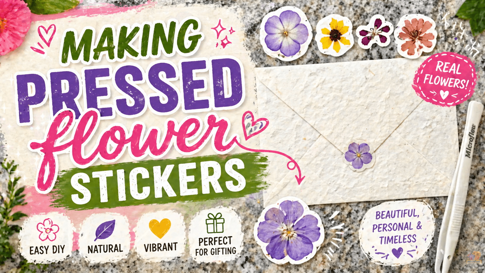 Pressed Flower Stickers | DIY | Microfleur