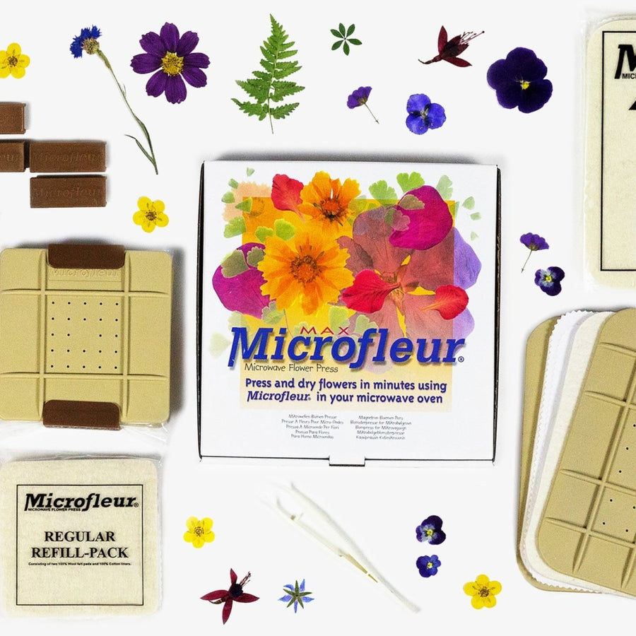 All flower pressing products Microfleur has to offer along with the flower press kits.