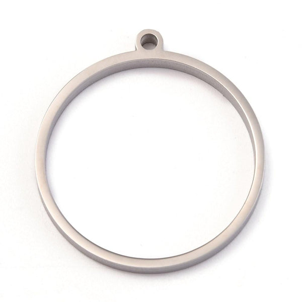 Stainless Steel Circle Open Back Bezel Pendant - Microfleur