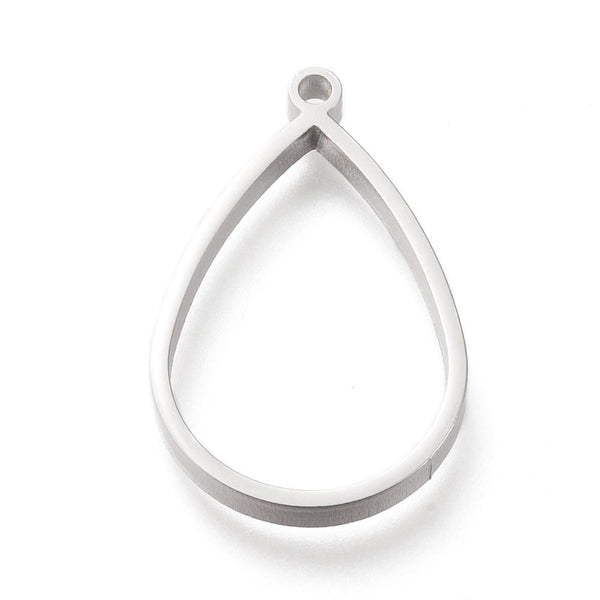 Stainless Steel Drop Open Back Bezel Pendant - Microfleur