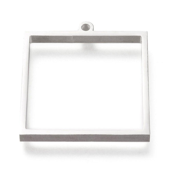 Stainless Steel Square Open Back Bezel Pendant - Microfleur