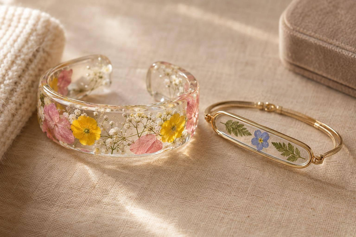 Resin vs Glass Pressed Flower Bracelets