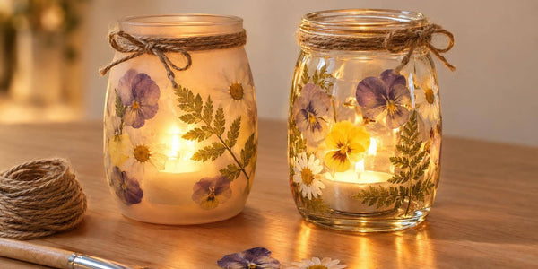 DIY Pressed Flower Lanterns Reuse Oui Jars