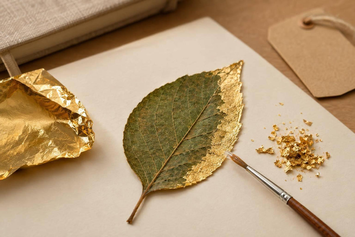 Gilding Adds Metallic Foil to Pressed Leaves
