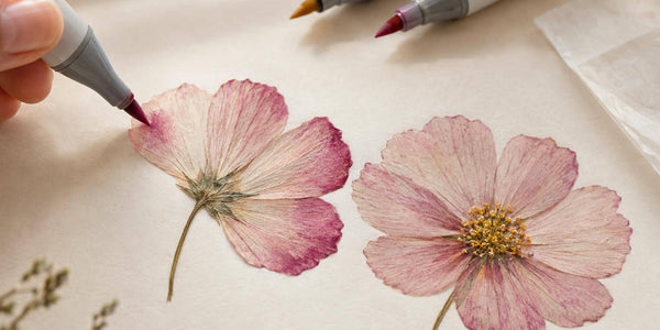 Alcohol Markers Tint Pressed Cosmos Flowers