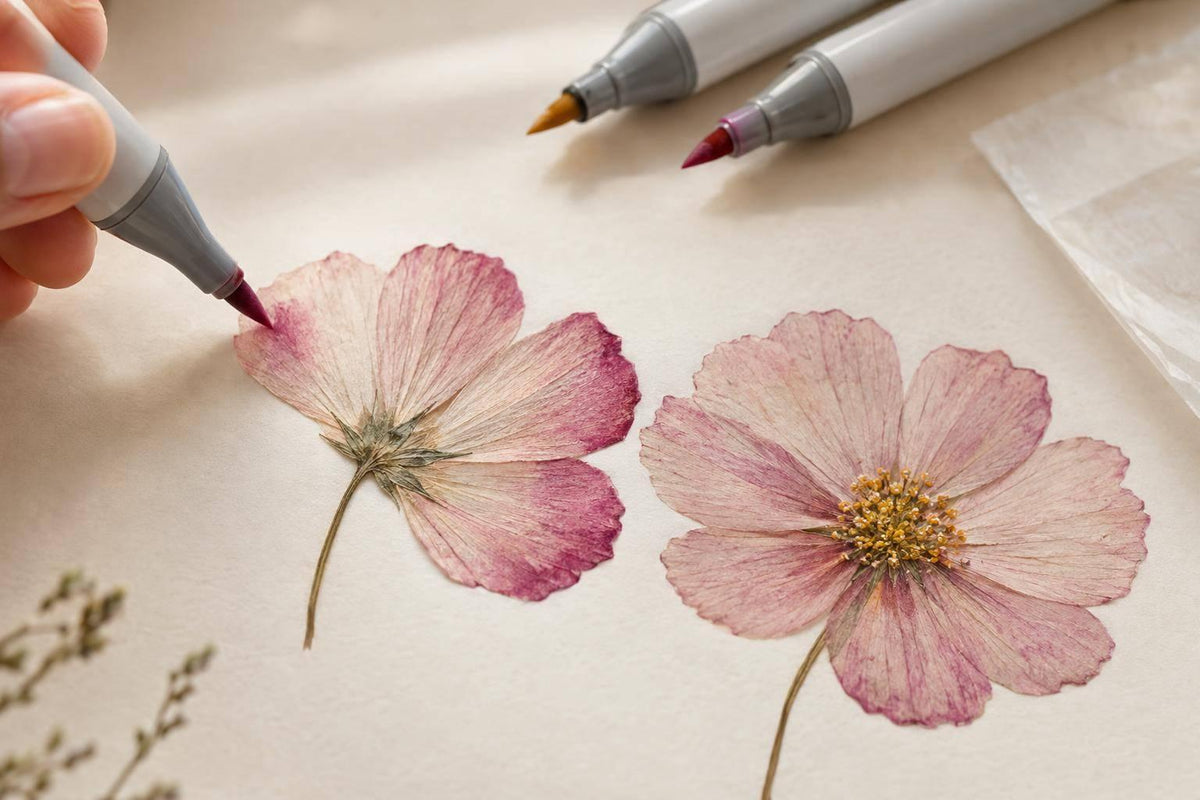 Alcohol Markers Tint Pressed Cosmos Flowers