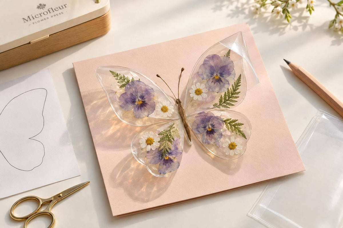DIY 3D Pressed Flower Butterfly Card