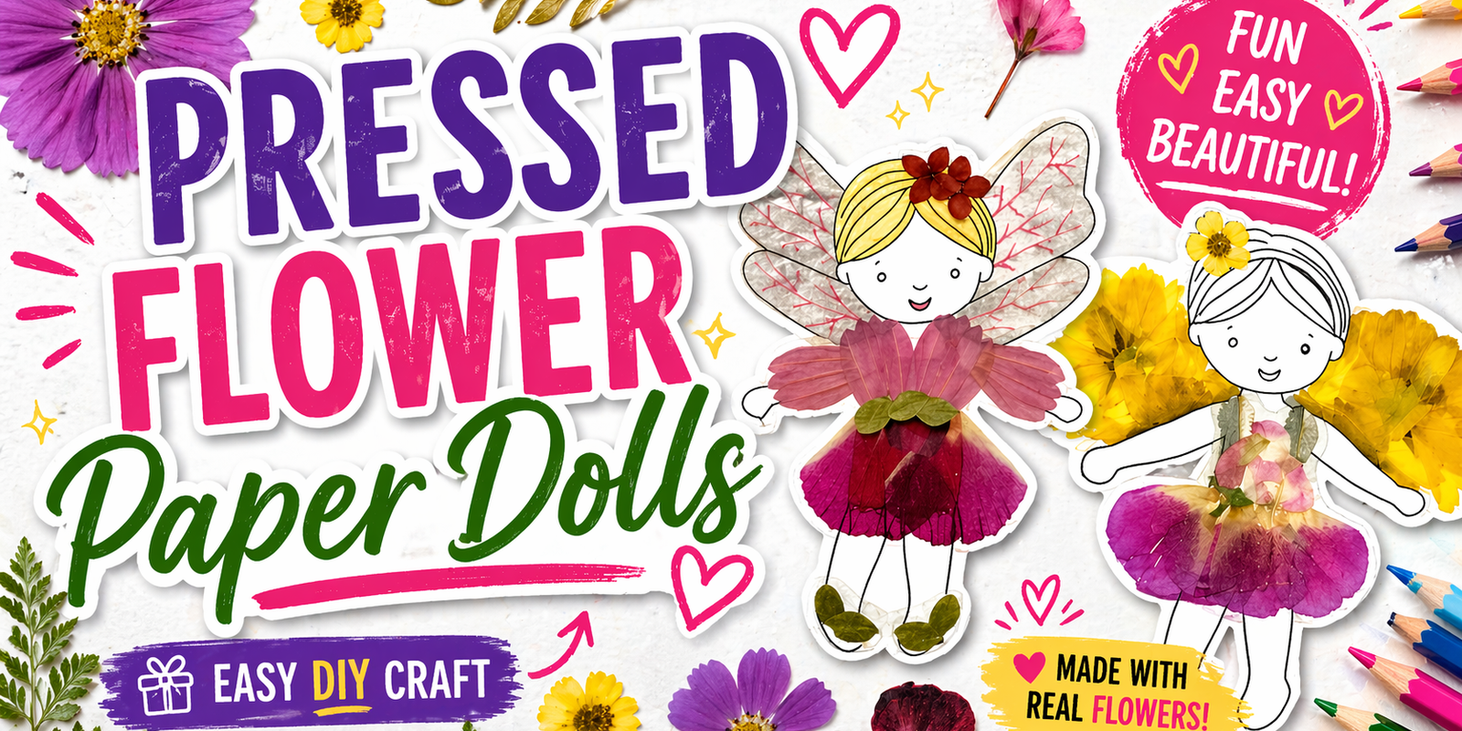 Pressed Flower Paper Dolls | Easy DIY Nature Craft