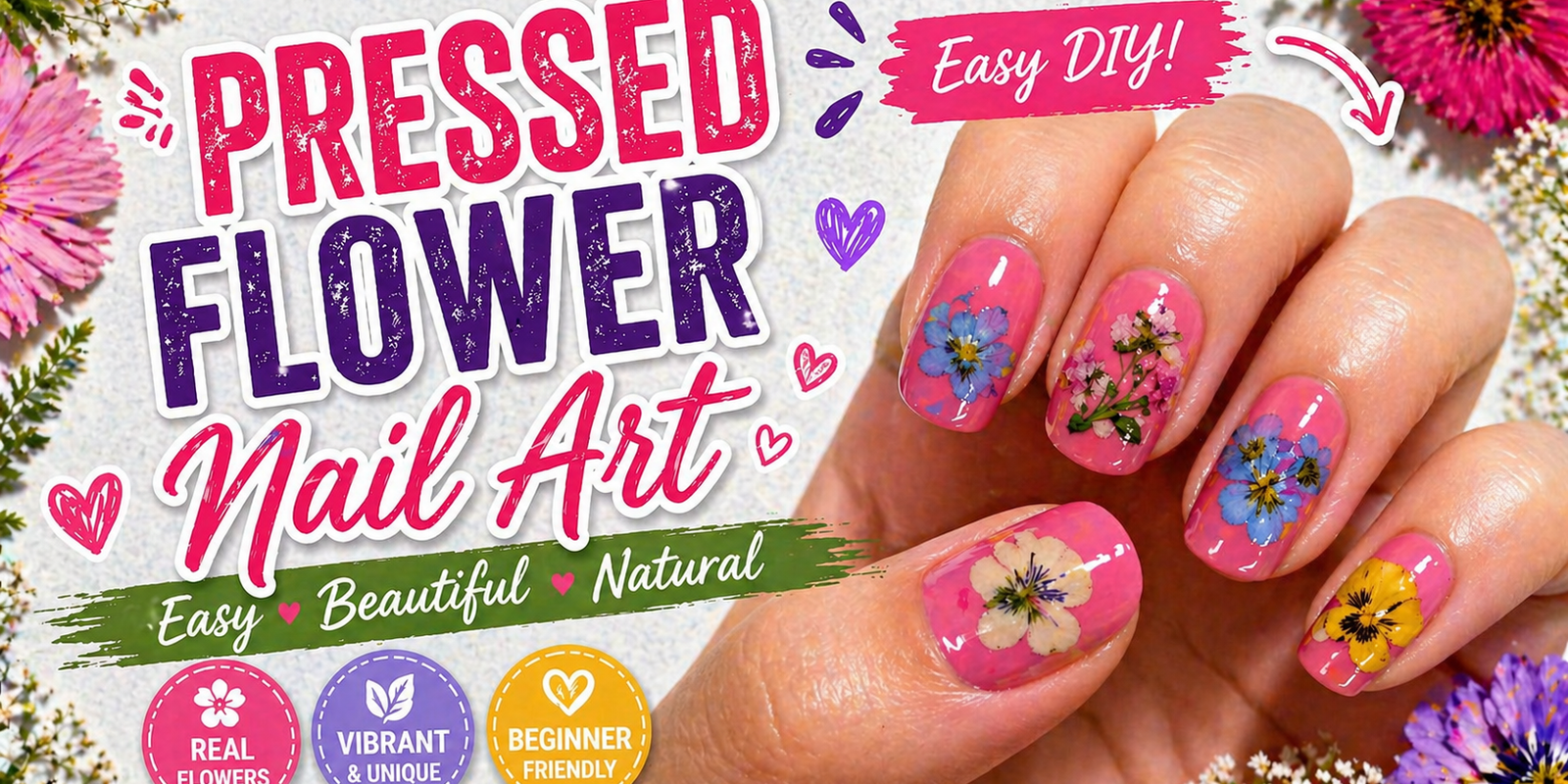 DIY Pressed Flower Nails | Real Flower Nail Art Tutorial - Microfleur