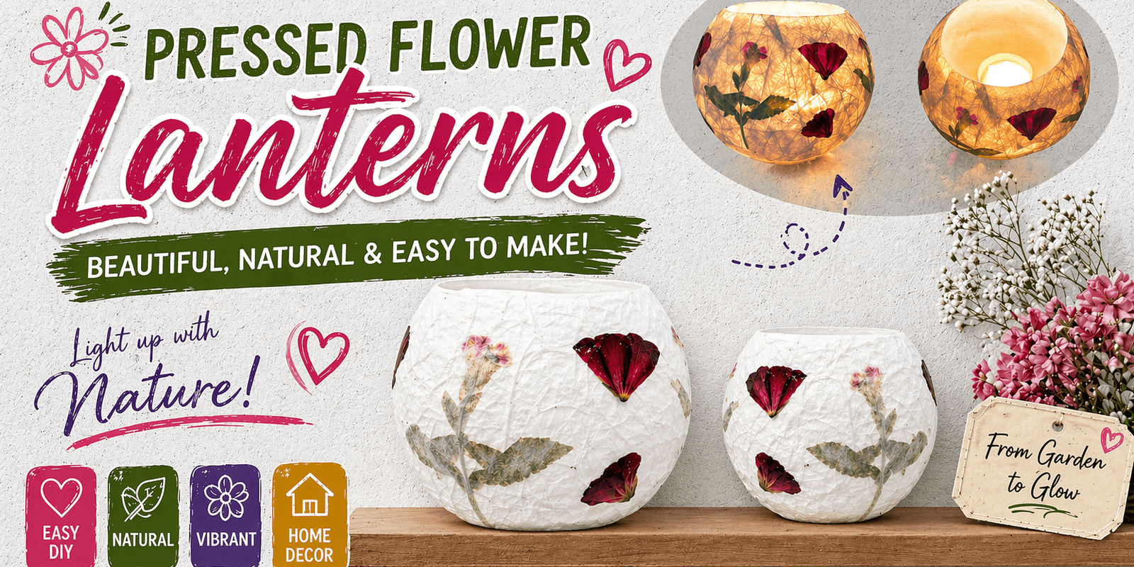 How to Make Pressed Flower Luminaries | Easy Nature-Inspired DIY - Microfleur