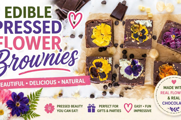 Pressed Flower Brownies | Easy Chocolate Dessert with Edible Flowers - Microfleur