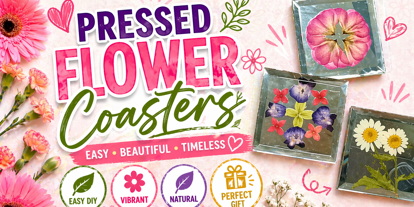 Pressed Flower Coasters | Easy DIY Glass Tile Craft - Microfleur