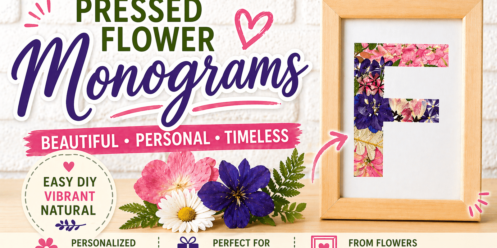 Pressed Flower Monogram DIY: Beautiful Floral Letter Art - Microfleur