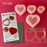 3 - in - 1 Heart Molds Set (super shiny silicone, make solid hearts, open hearts, and heart dishes in 4 sizes) - Microfleur