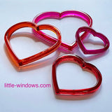3 - in - 1 Heart Molds Set (super shiny silicone, make solid hearts, open hearts, and heart dishes in 4 sizes) - Microfleur