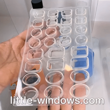 Small Silicone Resin Mold Set    with cropping template (stencil)