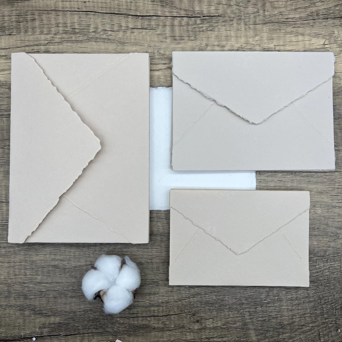 Beige Handmade Cotton Envelopes (Set of 10) - Microfleur