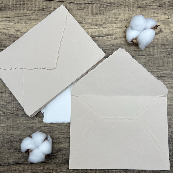 Beige Handmade Cotton Envelopes (Set of 10) - Microfleur