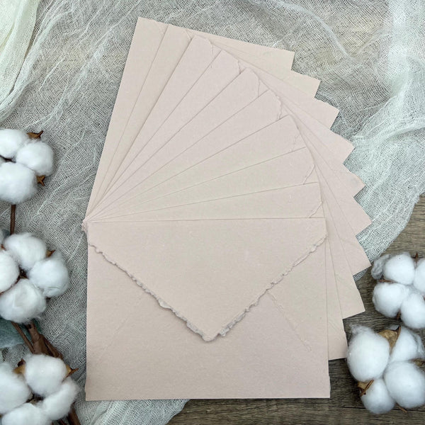 Beige Handmade Cotton Envelopes (Set of 10) - Microfleur