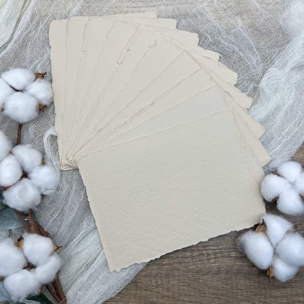 Beige Handmade Cotton Paper (Set of 10) - Microfleur