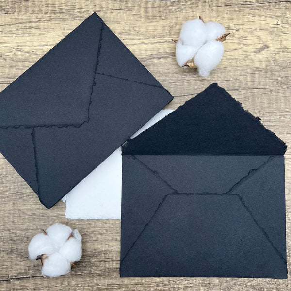 Black Handmade Cotton Envelopes (Set of 10) - Microfleur