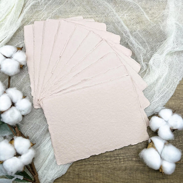 Blush Pink Handmade Cotton Paper (Set of 10) - Microfleur