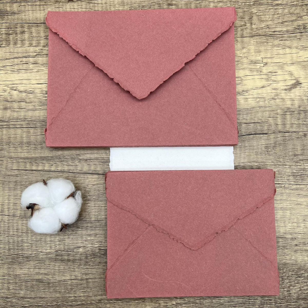 Brick Red Handmade Cotton Envelopes (Set of 10) - Microfleur