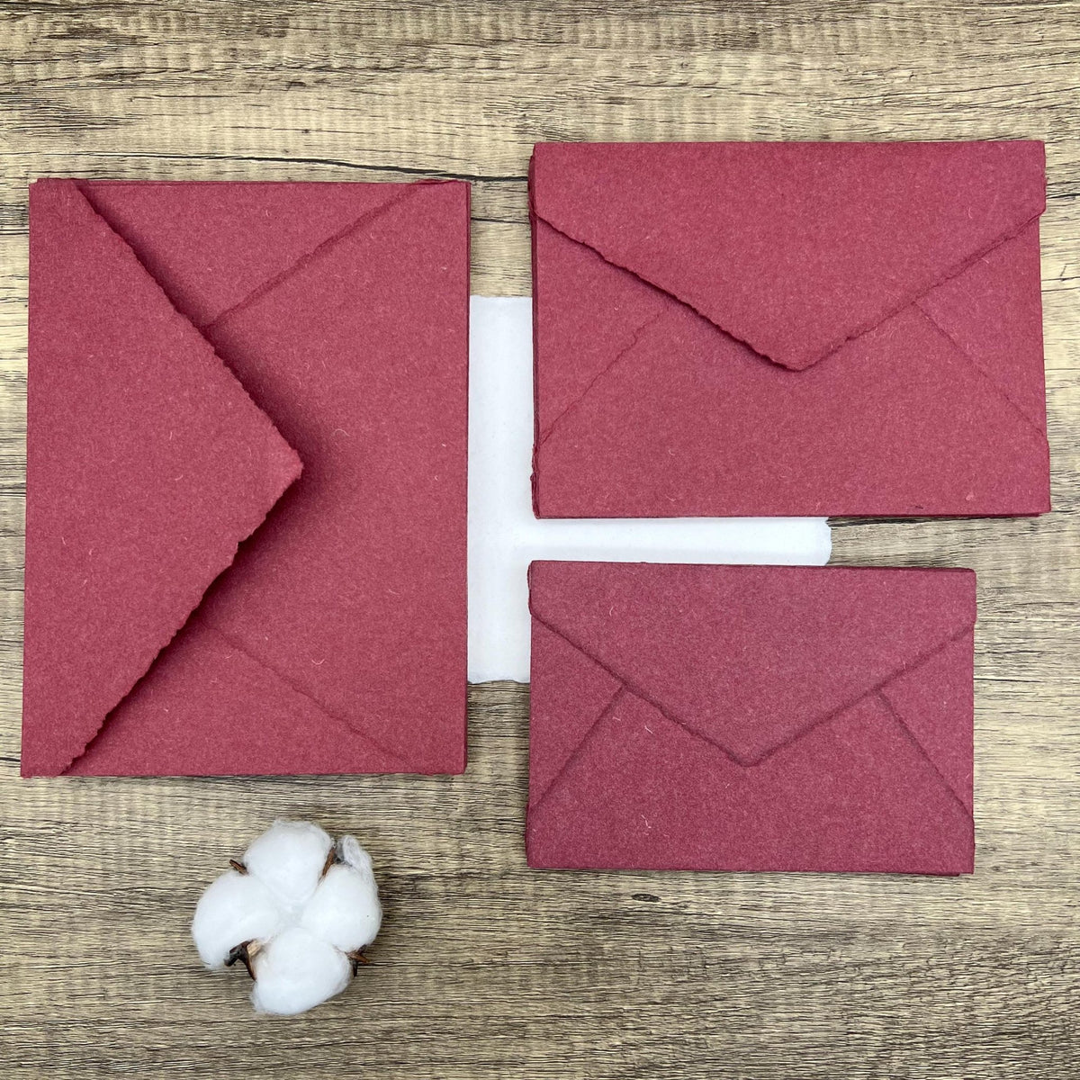 Burgundy Handmade Cotton Envelopes (Set of 10) - Microfleur