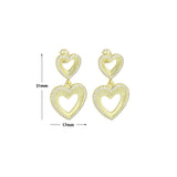 Clear CZ Gold Double open Hearts Stud Earrings, SkuLX833 - Microfleur