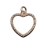 Clear CZ Micro Pave Open Heart Shape Pendant/Charm, Heart Cubic Zirconia Pendant, Silver/Gold/Rose Gold Tone,15x21mm,SkuFH19 - Microfleur