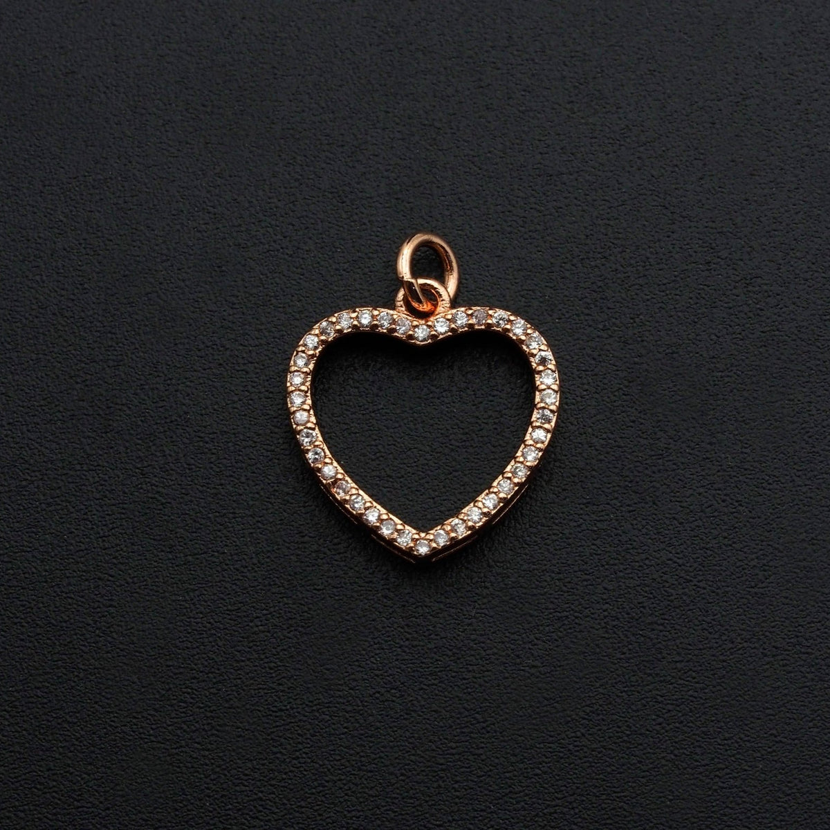 Clear CZ Micro Pave Open Heart Shape Pendant/Charm, Heart Cubic Zirconia Pendant, Silver/Gold/Rose Gold Tone,15x21mm,SkuFH19 - Microfleur