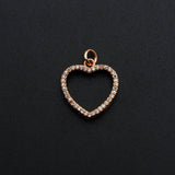 Clear CZ Micro Pave Open Heart Shape Pendant/Charm, Heart Cubic Zirconia Pendant, Silver/Gold/Rose Gold Tone,15x21mm,SkuFH19 - Microfleur