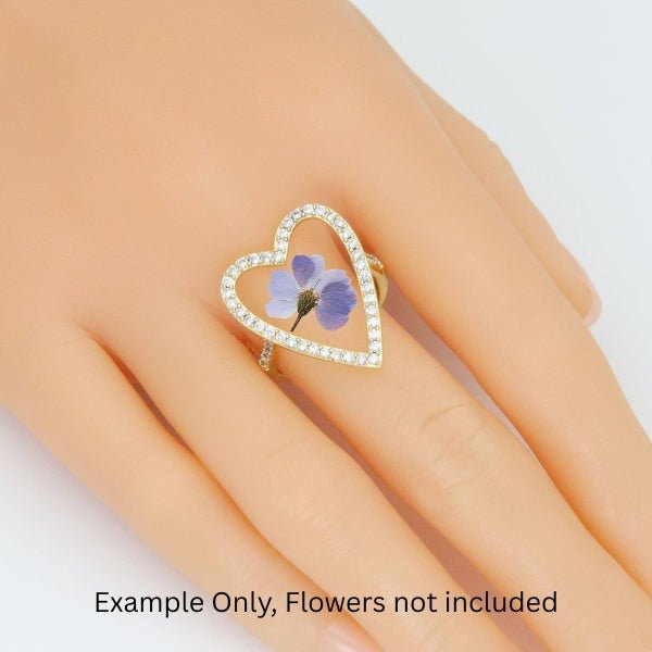 Clear CZ Open Heart Statement Adjustable Ring, SkuA338 - Microfleur