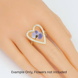 Clear CZ Open Heart Statement Adjustable Ring, SkuA338 - Microfleur