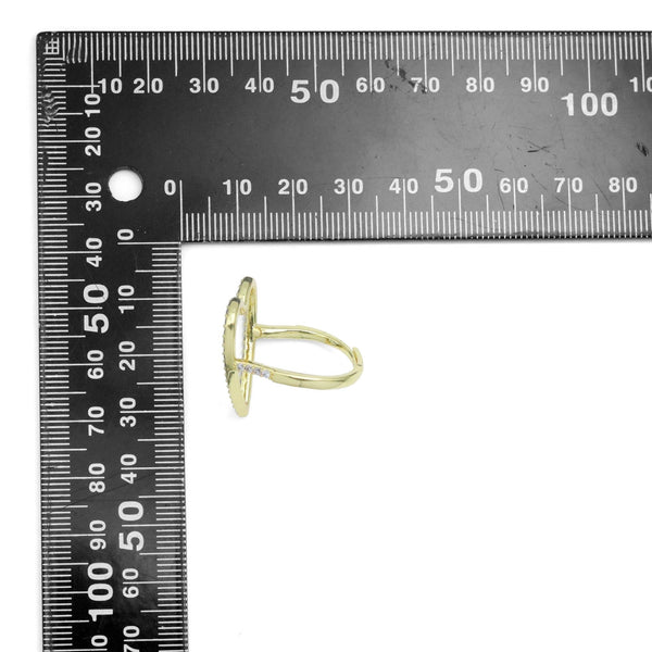 Clear CZ Open Heart Statement Adjustable Ring, SkuA338 - Microfleur