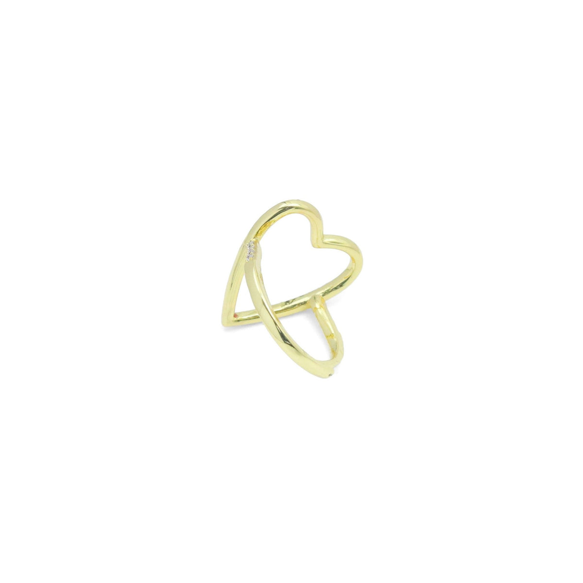 Clear CZ Open Heart Statement Adjustable Ring, SkuA338 - Microfleur