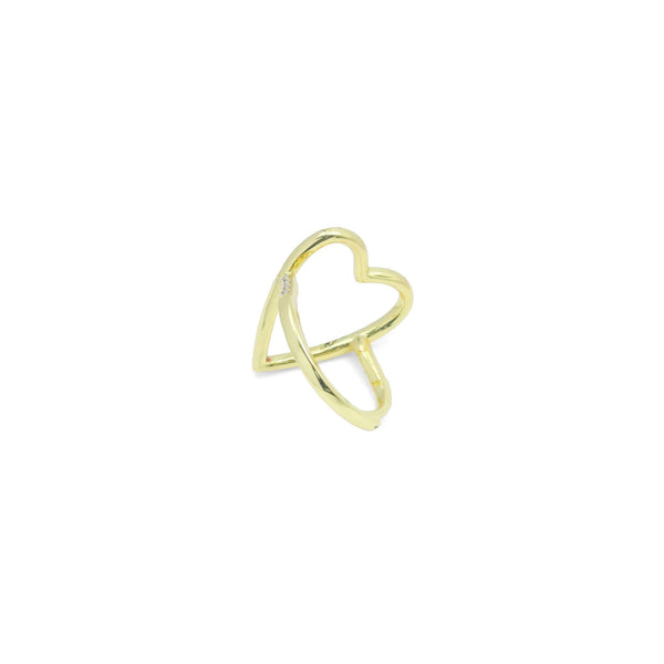 Clear CZ Open Heart Statement Adjustable Ring, SkuA338 - Microfleur