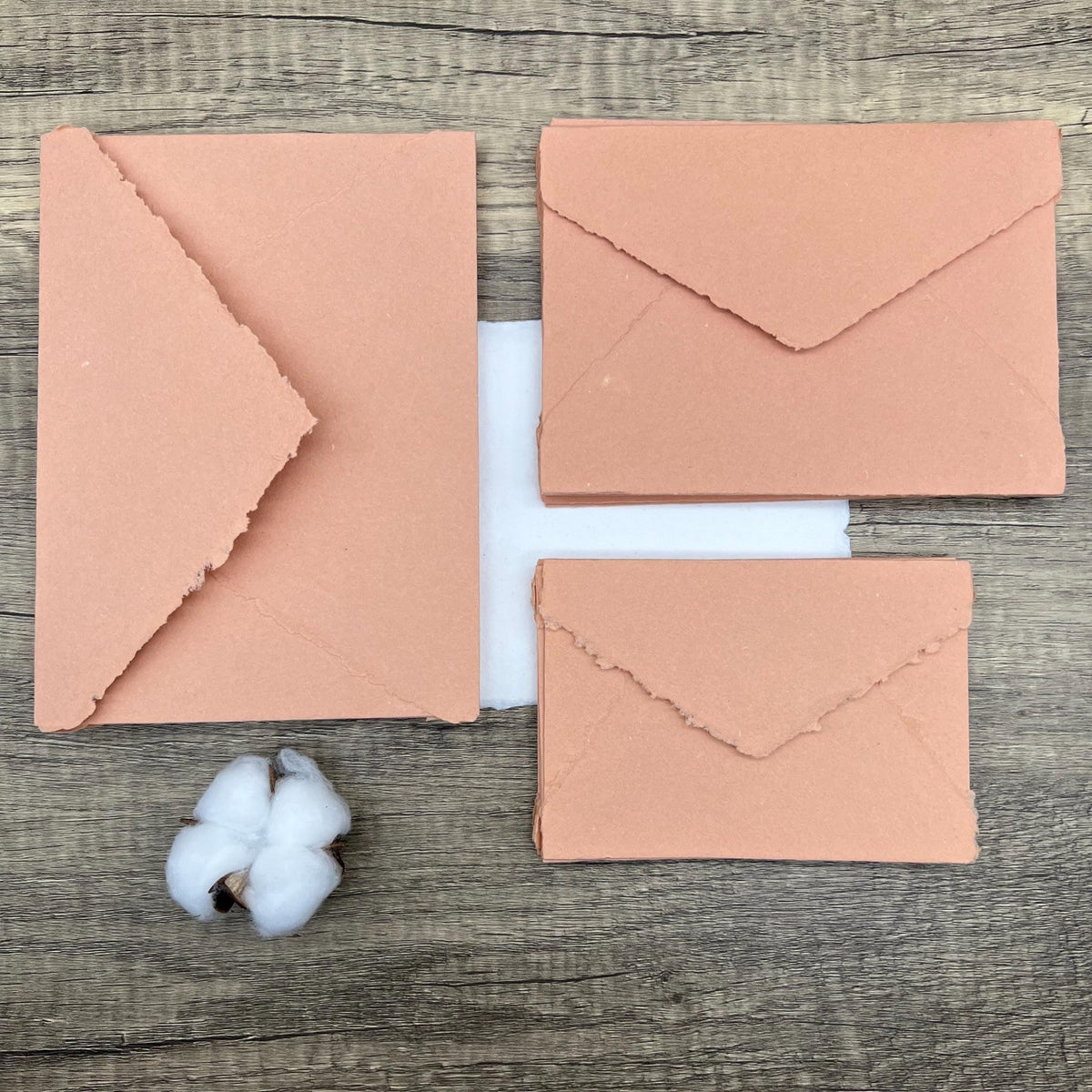Coral Peach Handmade Cotton Envelopes (Set of 10) - Microfleur