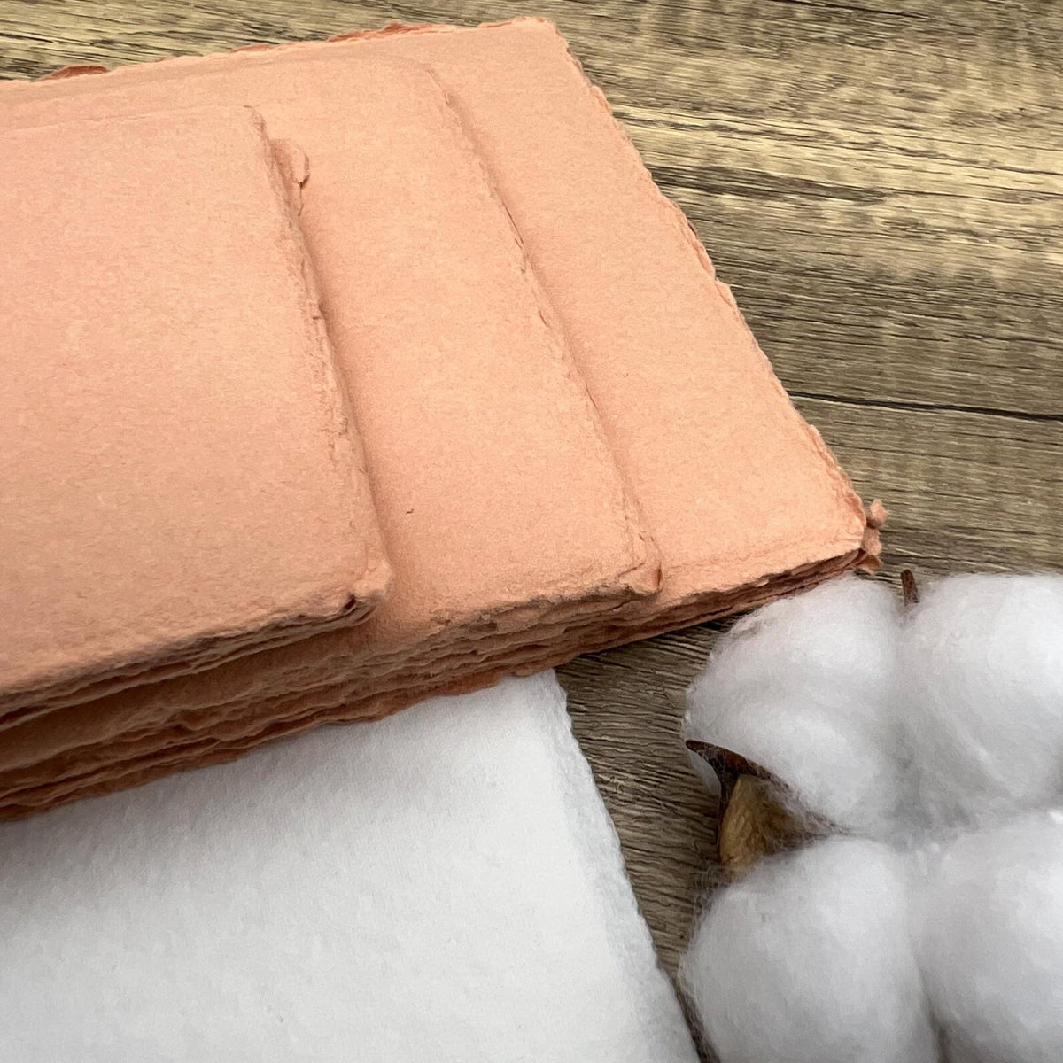 Coral Peach Handmade Cotton Paper (Set of 10) - Microfleur