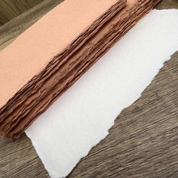 Coral Peach Handmade Cotton Paper (Set of 10) - Microfleur