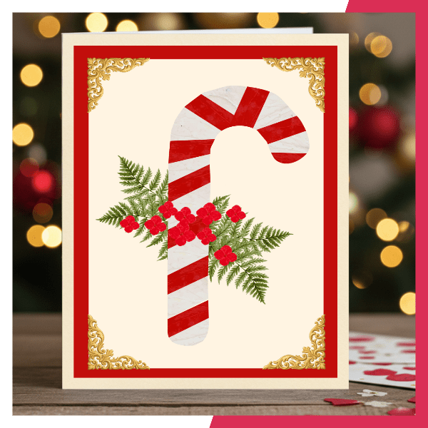 Craft Workshop - Pressed Flower Candy Cane Card - Microfleur