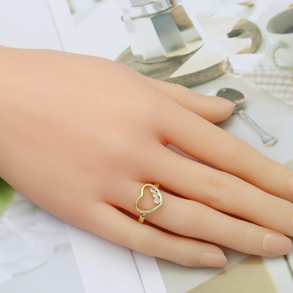 CZ Gold Open Heart Adjustable Ring, SkuJL141 - Microfleur