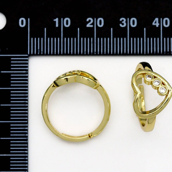 CZ Gold Open Heart Adjustable Ring, SkuJL141 - Microfleur