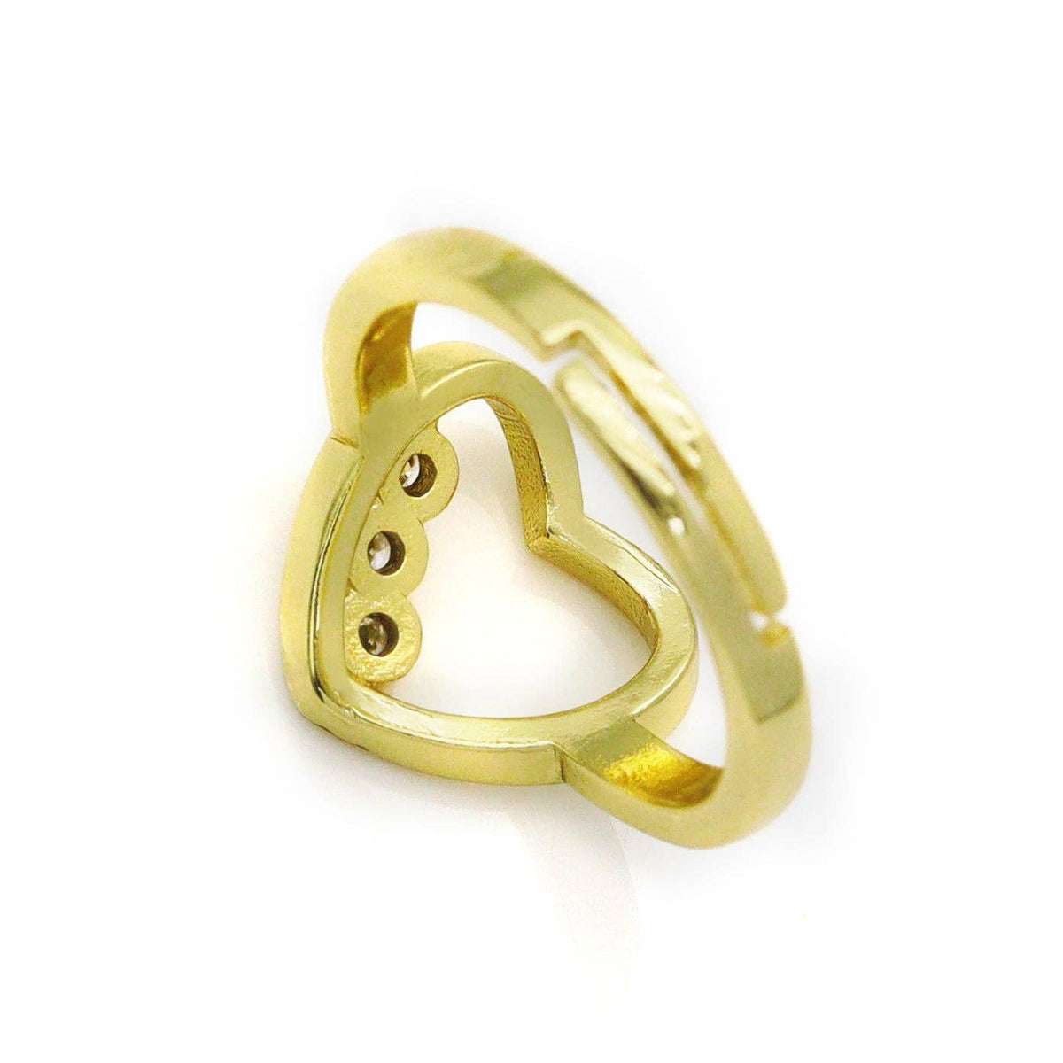 CZ Gold Open Heart Adjustable Ring, SkuJL141 - Microfleur