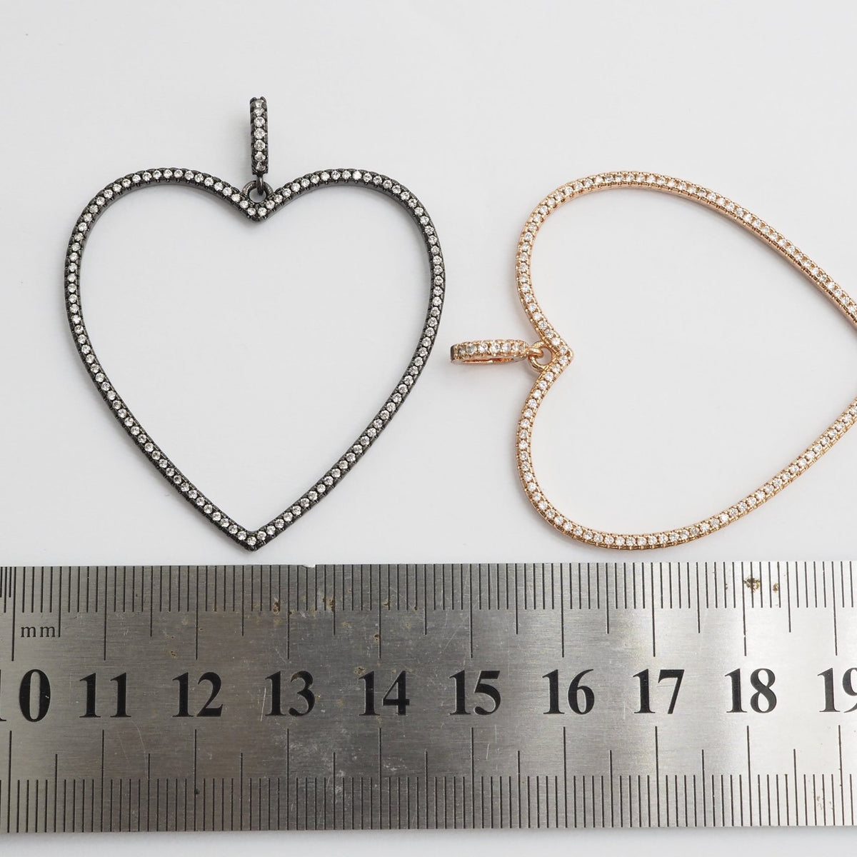CZ Micro Pave Large Hollow out Open Heart Pendant, Cubic Zirconia Pave Pendant, Fashion Jewelry Findings, 43x43mm, skuF543 - Microfleur