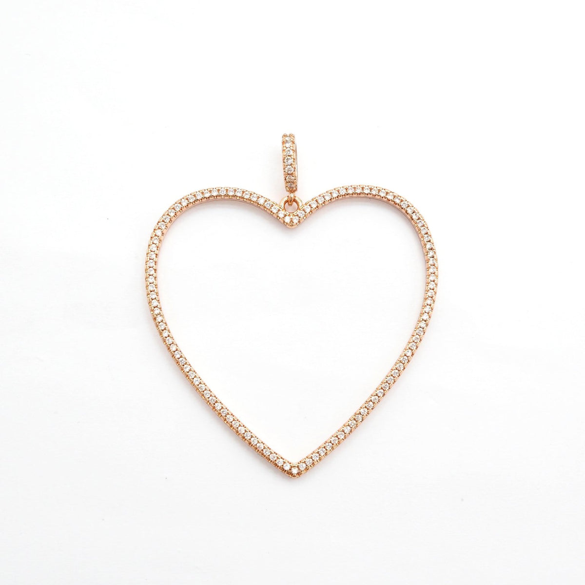 CZ Micro Pave Large Hollow out Open Heart Pendant, Cubic Zirconia Pave Pendant, Fashion Jewelry Findings, 43x43mm, skuF543 - Microfleur