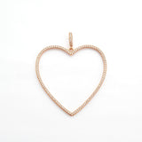 CZ Micro Pave Large Hollow out Open Heart Pendant, Cubic Zirconia Pave Pendant, Fashion Jewelry Findings, 43x43mm, skuF543 - Microfleur