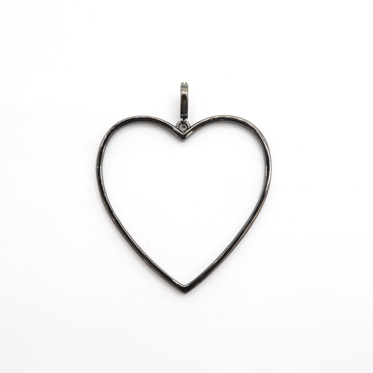 CZ Micro Pave Large Hollow out Open Heart Pendant, Cubic Zirconia Pave Pendant, Fashion Jewelry Findings, 43x43mm, skuF543 - Microfleur