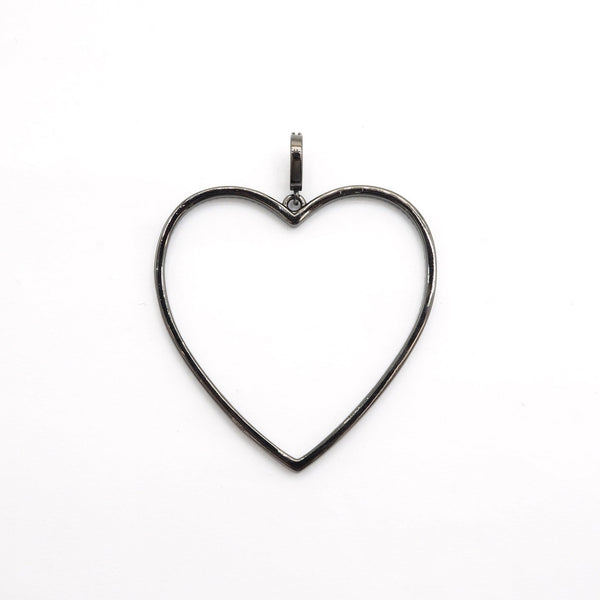 CZ Micro Pave Large Hollow out Open Heart Pendant, Cubic Zirconia Pave Pendant, Fashion Jewelry Findings, 43x43mm, skuF543 - Microfleur