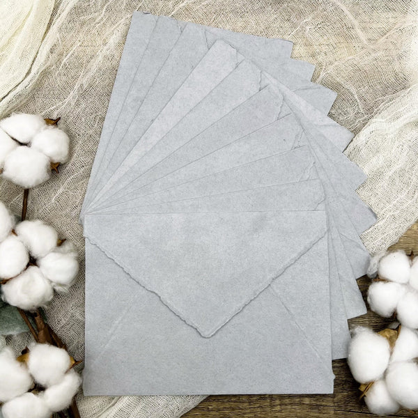 Dove Gray Handmade Cotton Envelopes (Set of 10) - Microfleur